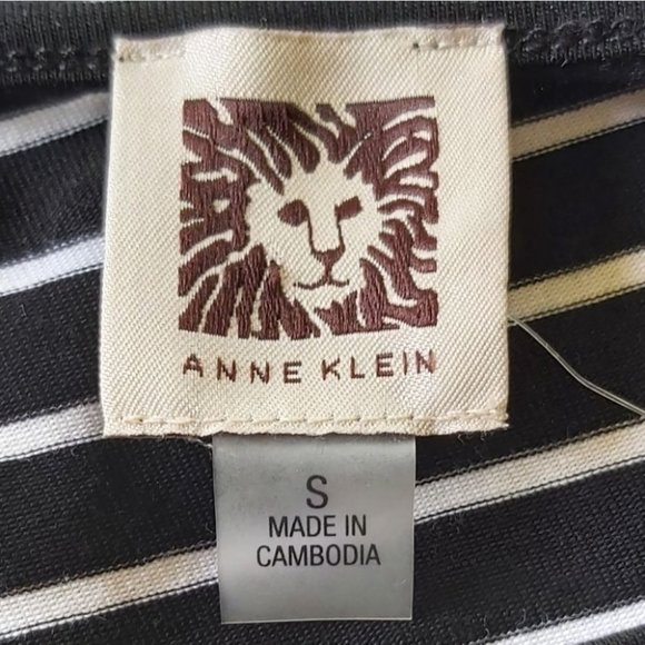 ANNE KLEIN | Women's Striped Top Black White Size Small - Picture 5 of 9